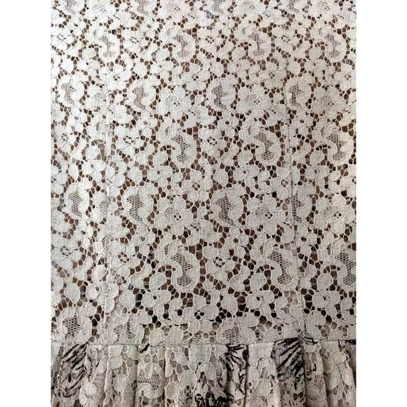 Vintage 50s Rosemont Lace Tea Dress, Cappuccino Lace w/Chrysanthemums, Sz 00/0 - Picture 10 of 15